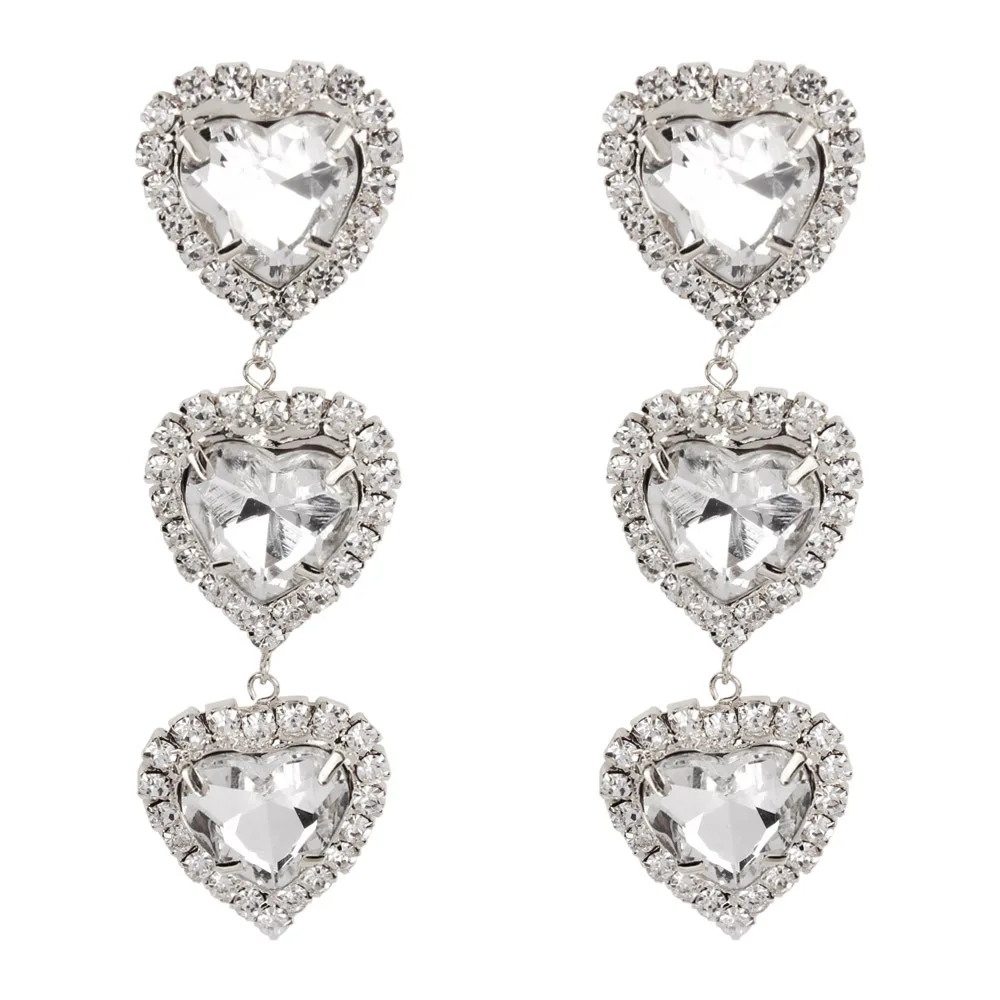 

Love Heart earrings Crystal Long earrings2019 fashion Elegant Statement Rhinestone Drop Earrings For Women Vintage Oorbellen