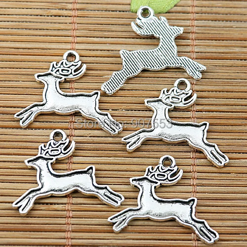 

32cs tibetan silver tone running deer cameo design charms EF1942