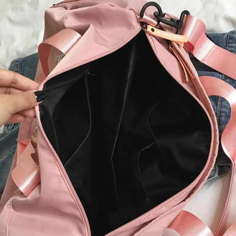 Женская черная Дорожная сумка, розовая сумка на плечо с блестками, женская сумка, женская спортивная Портативная сумка на выходные, водонепроницаемая сумка