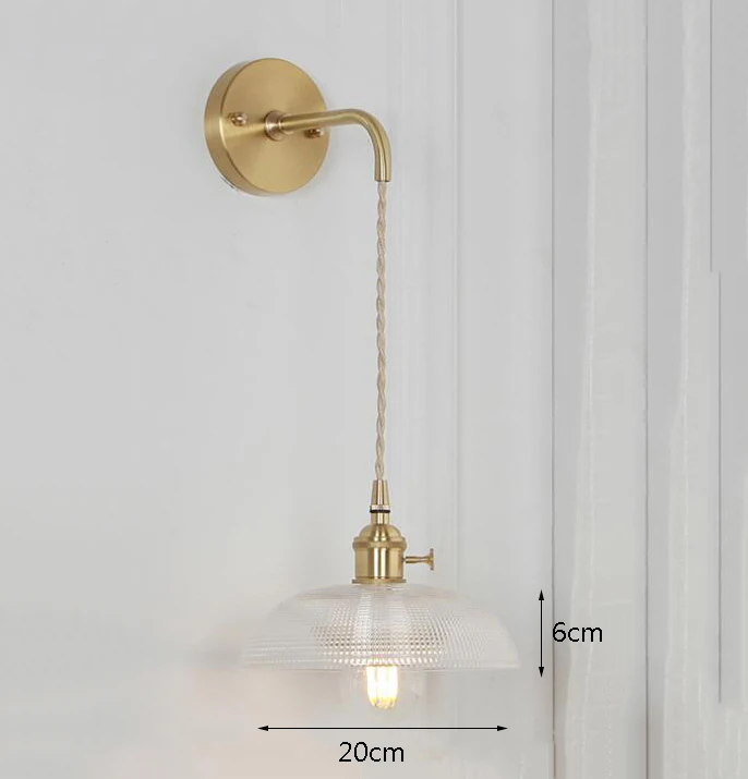 Скандинавский стиль лофт латунные стеклянные настенная лампа E27 220 В светодиодный настенный светильник для столовой спальни ванной кабинета прохода ресторана отеля - Цвет абажура: F