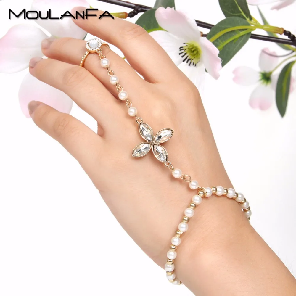 MOULANFA цепочка с искусственным жемчугом Link женский браслет|finger bracelet|bracelet handbracelet