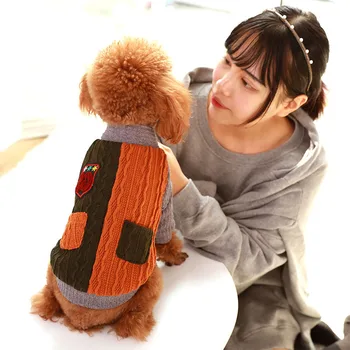 

Two-tone Pet cat dog Sweater sweatershirt small dog puppy Pullover Costume Chihuahua bulldog winter warm dog knitted clothes