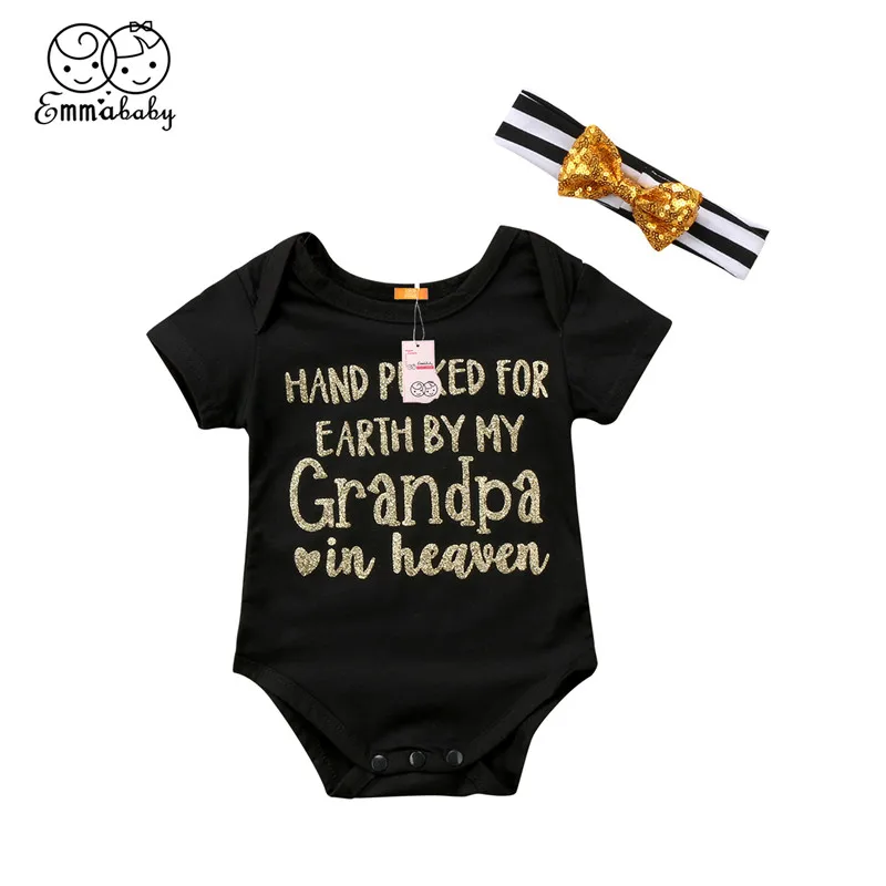 Grandpa Grandma Newborn Baby Girls Clothing Sets Short Sleeve Letter