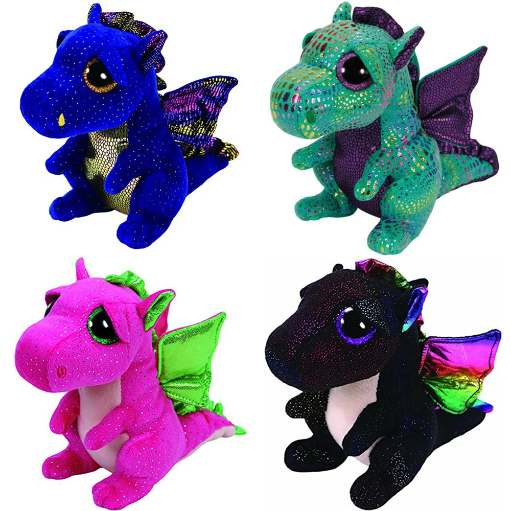 

Pyoopeo Ty Beanie Boos 6" 15cm 4pcs Dragon Set Drala Saffire Cinder Anora Plush Regular Stuffed Animal Collectible Soft Doll Toy
