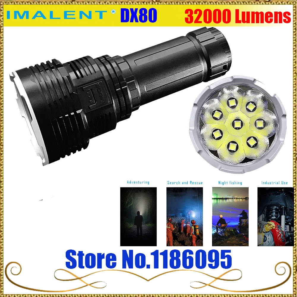 IMALENT DX80 8* Cree XHP70 светодиодный фонарик 32000 люменов 806 метров usb фонарь с зарядным интерфейсом