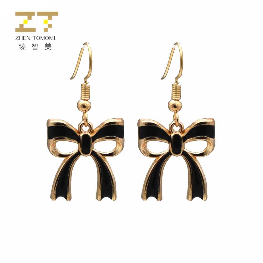 

2018 New Arrivals Hot Fashion Brincos Oorbellen Bijoux Dangling Hollow Black Bowknot Drop Earrings For Women Jewelry Wholesale