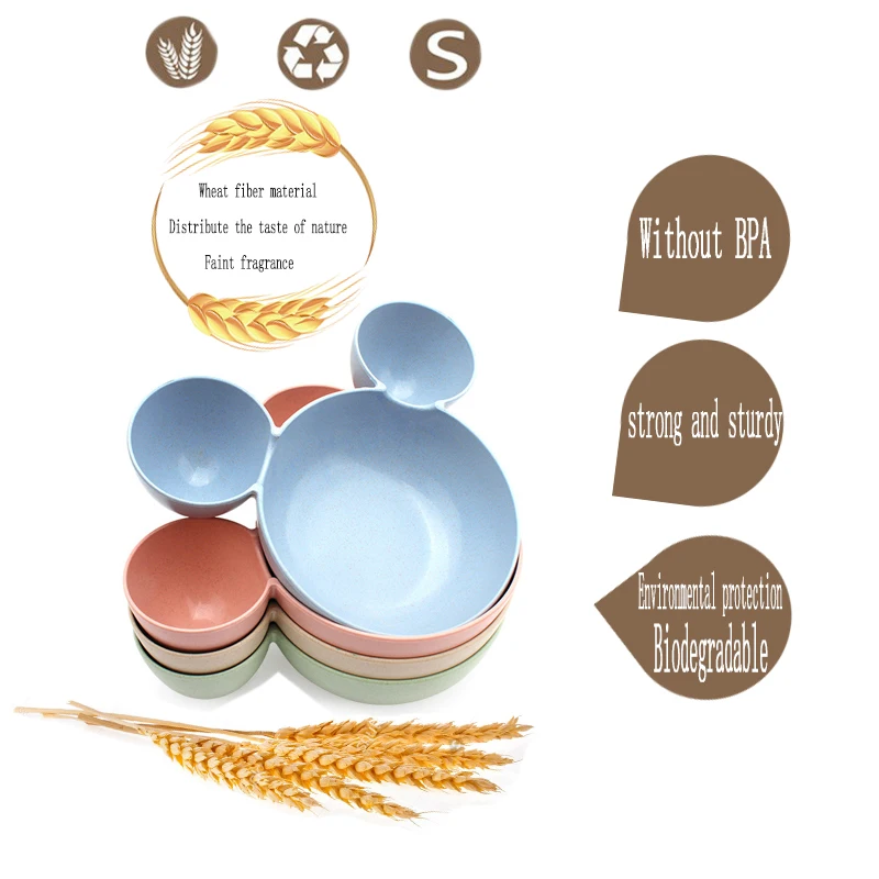 ASFULL пищевой пшеничный материал пластиковый Микки Маус большая чаша Фруктовая тарелка посуда блюдо ложка палочки для еды Ланч-бокс для