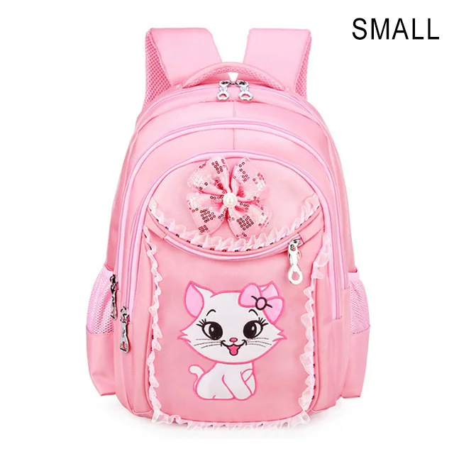 Школьные сумки для девочек-подростков; милая детская сумка; Детский рюкзак с рисунком принцессы, кошки; детский кружевной рюкзак; рюкзак для начальной школы - Цвет: 002