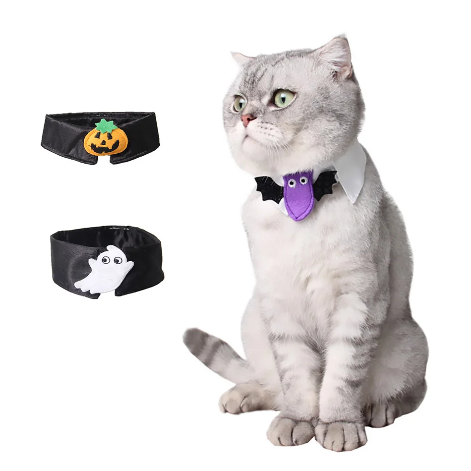 Pet Halloween Tie for small Dog Cat Kitten Pumpkin Ghost Bat Collar