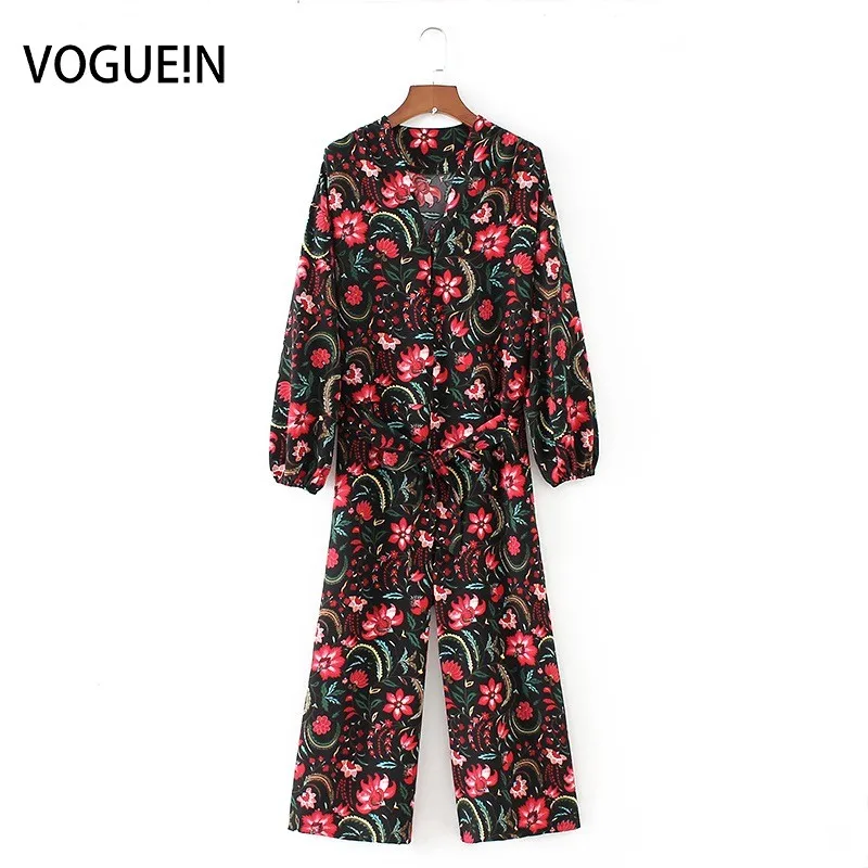

VOGUEIN New Womens Casual Floral Print Long Sleeve Jumpsuit Playsuit Wholesale