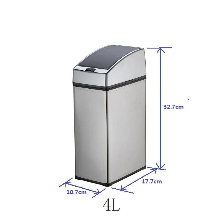 

Mini 3L 4L Sensor Waste Bin No Touch Garbage Can Infrared Recycling Bin Stainless Steel
