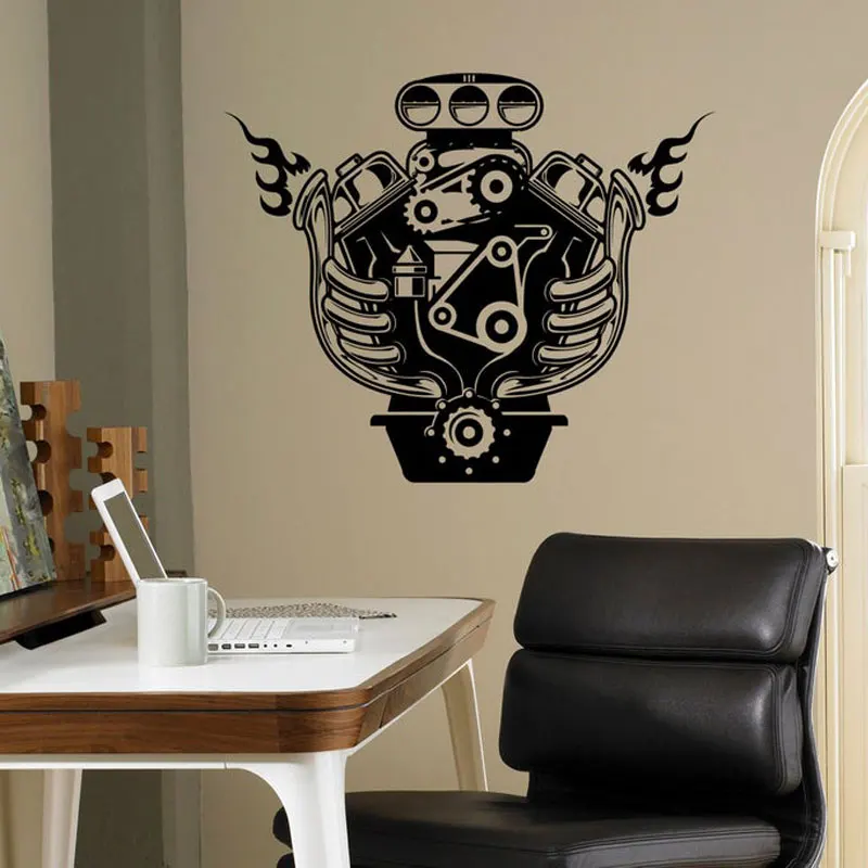 

Engine Motor Auto Machine Design Wall Sticker Vinyl Garage Car Service Decals Interior Room Decor Removable Murals A208