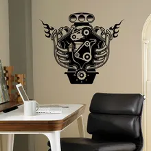 Engine Motor Auto Machine Design Wall Sticker Vinyl Garage Car Service Decals Interior Room Decor Removable Murals A208 burning motors engine pistons vinyl wall sticker home decor garage auto service car decals removable interior murals a207