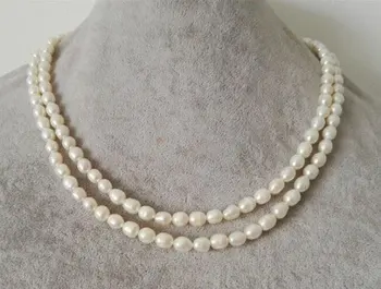 

Unique Pearls jewellery Store White Color 5-6mm 2rows Genuine Freshwater Pearl Necklace