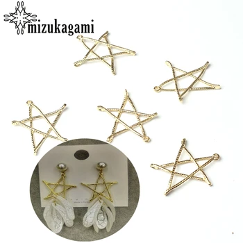 

Golden Zinc Alloy Big Stars Charms Pendant 6pcs/lot For DIY Fashion Earrings Jewelry Making Accessories
