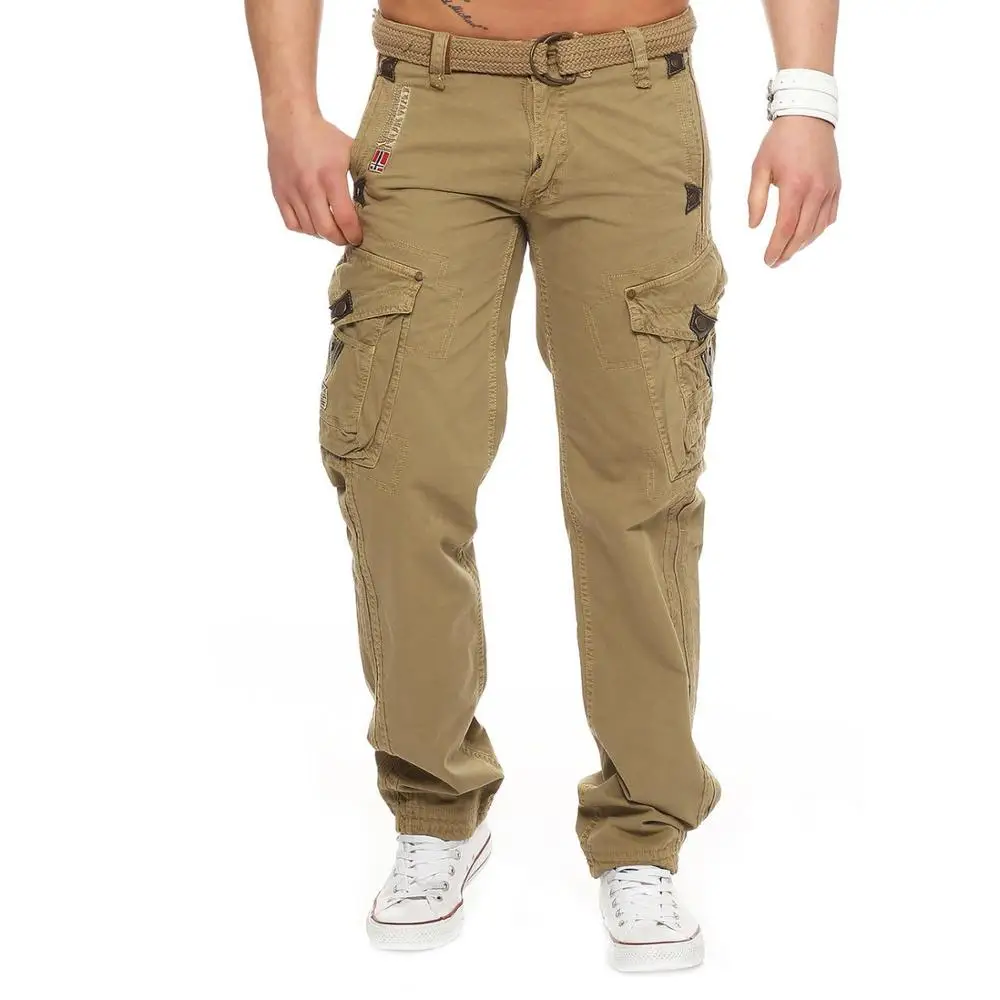 ZOGAA New Seasons Men's Pants Guys Multi-pocket Casual Pants Male Outdoor Sports Tooling Trousers Tide Pants men clothes - Цвет: Хаки