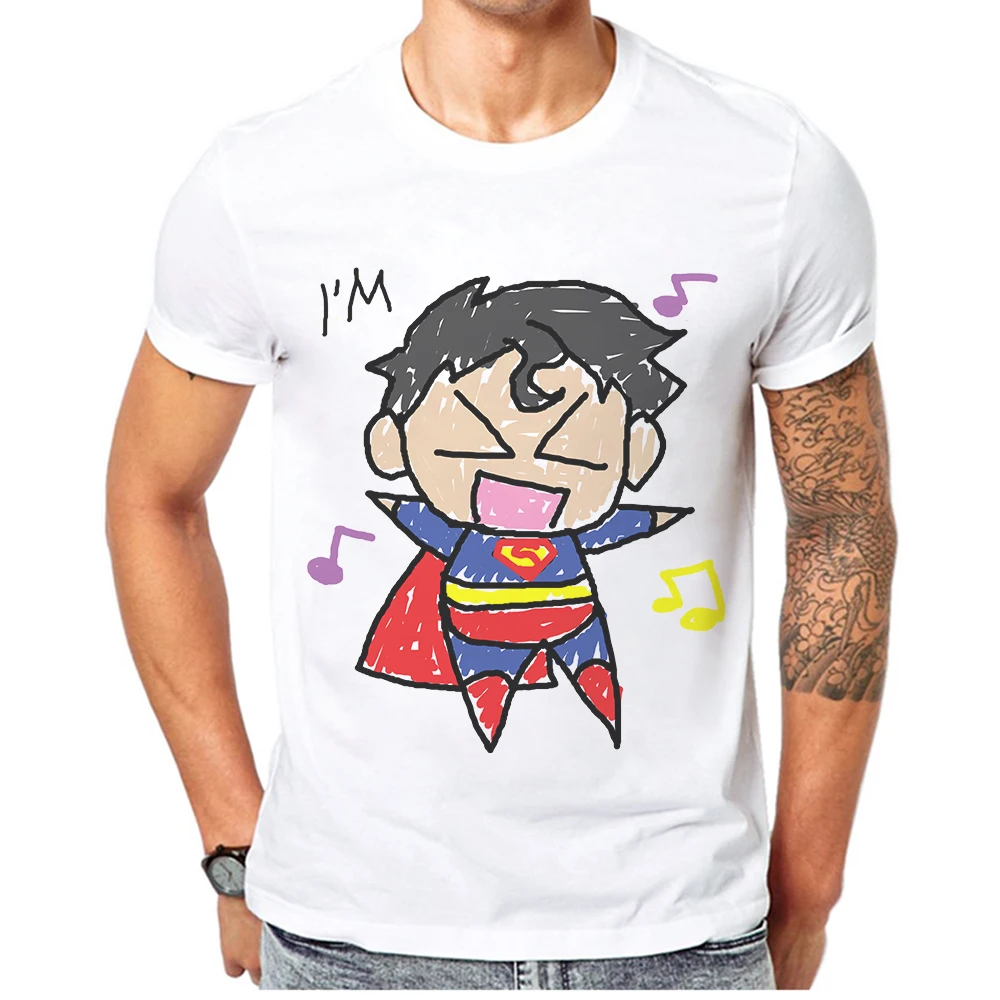 

New Superman Batman Printed Mens T-Shirt Trend Summer 100 Cotton Man Clothes Tops Tee O-Neck Short Sleeve Breathable Men T Shirt