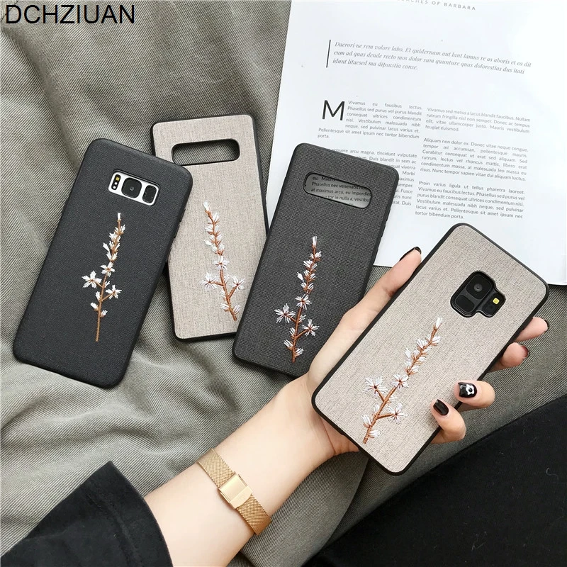 

DCHZIUAN Embroidery Flower Phone Case For Samsung Galaxy S10 S10 Plus S10e S9 S9plus S8 Plus Note 9 Note 8 Case Cover 3D Coque