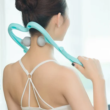 

New Hot Neck Shoulder Massager Roller Ball Self-massage Tool Back Pain Relief Relax Plastic Hand-held DC88