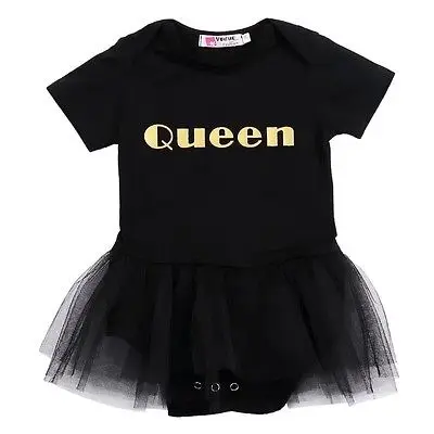 

2017 Newborn Baby Girls One-piece Letter Tutu Dress Black