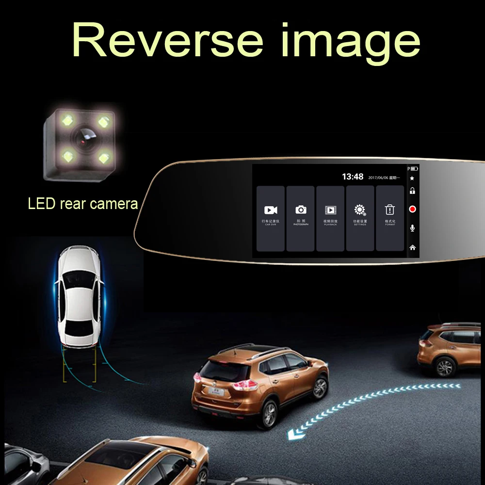 Автомобильный видеорегистратор ADDKEY, 5 дюймов, сенсорный экран, зеркало заднего вида, супер ночное видение, 1080 P, видеорегистратор с двумя объективами, монитор парковки