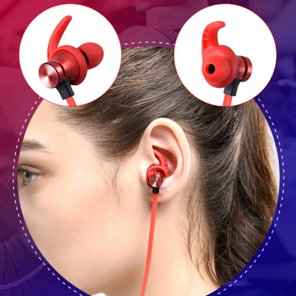 T22 Sports Wireless Bluetooth Earphone Magnetic Attraction Headset Waterproof Earphone Build-in Mic Pluggable TF card