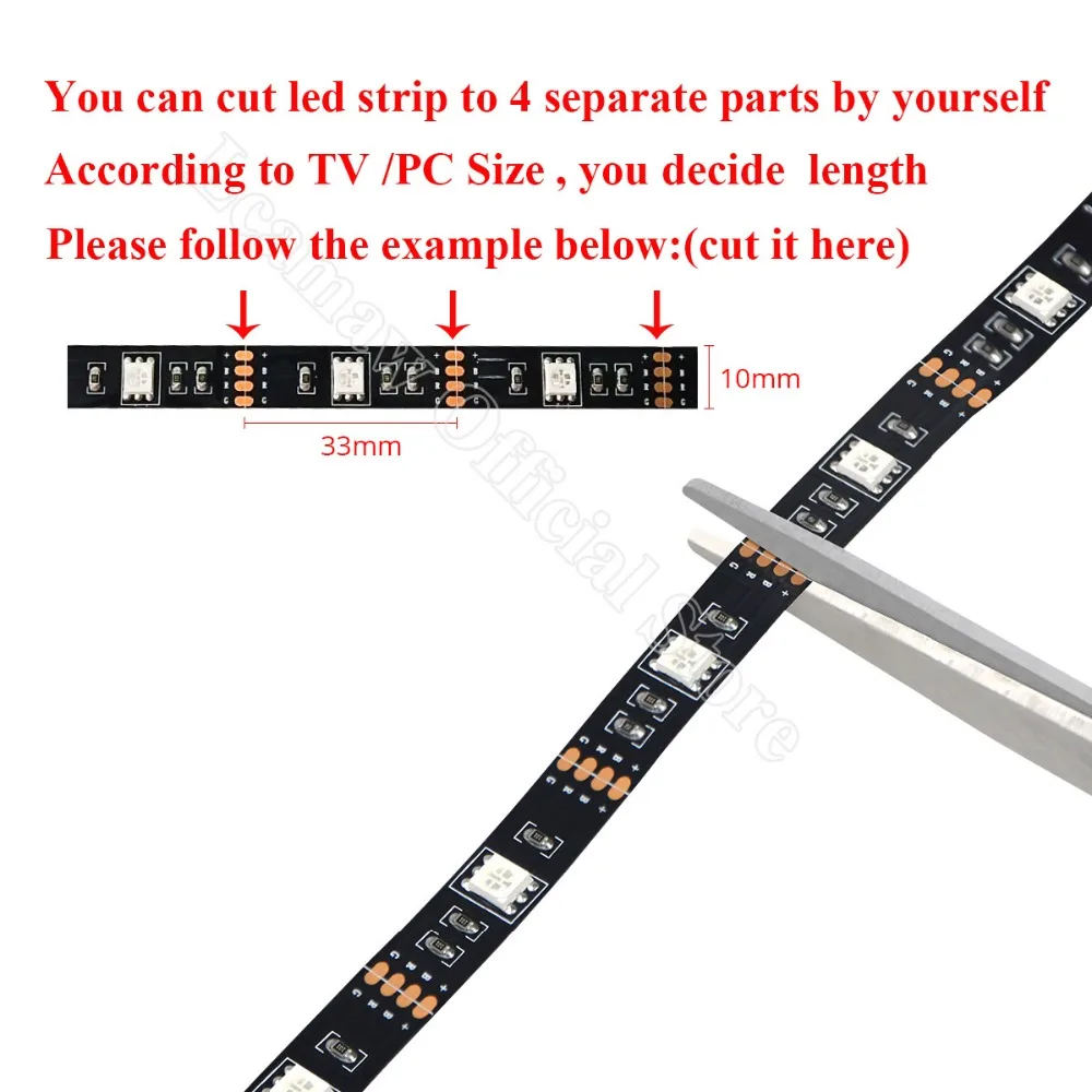 5050 RGB LED Strip light USB LED Tape TV Backlights 10mm width tira led decoration home