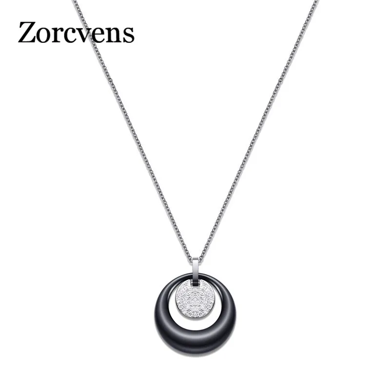 

ZORCVENS White Ceramic Necklace Female Short Design Crystal Ball Chain For Wedding Christmas Gift Elegant