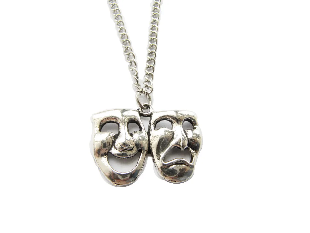 2pcs Drama Necklace,drama Jewelry, Comedy Tragedy, Drama Mask Charm