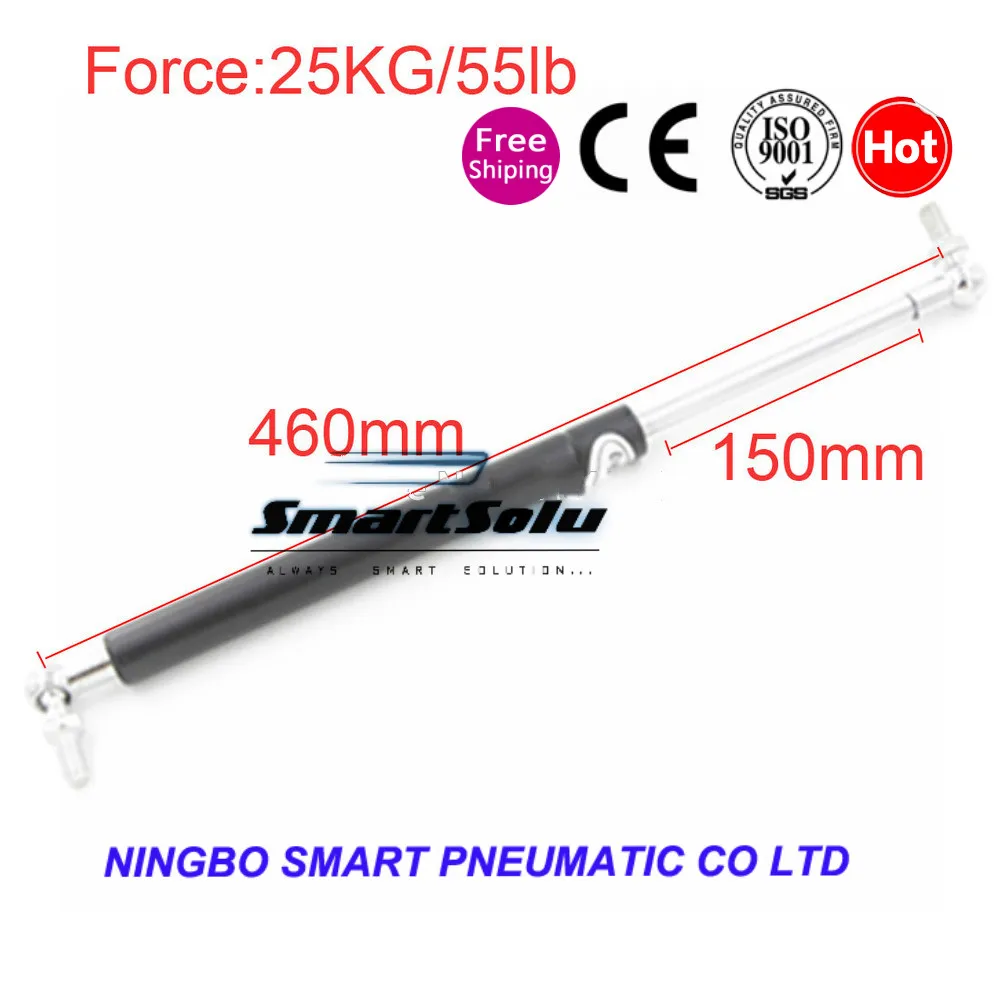 

free shipping 25KG/55lb Force 150mm Stroke Auto Gas Spring Strut Damper Gas Strut Spring Lift Rod Prop Automotive M8 Gas Springs