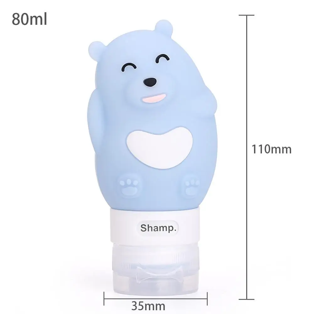 80ml Little bear 1 шт. 60 мл/80 мл/100 мл пустая силиконовая дорожная Упаковочный пресс-бутылка для лосьона шампунь для ванны небольшой емкости для пробников - Цвет: 80ml Little bear