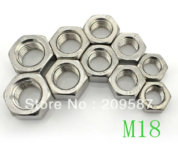 

5pcs Metric Thread M18 304 Stainless Steel Hex Head Nuts Screw Nuts Hex Nuts