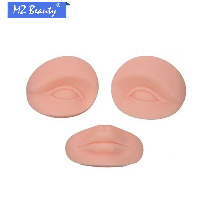 

New Tattoo Practice Fake Skin Sheet 3pieces lots eyes and lips fake skin Supply Free shipping