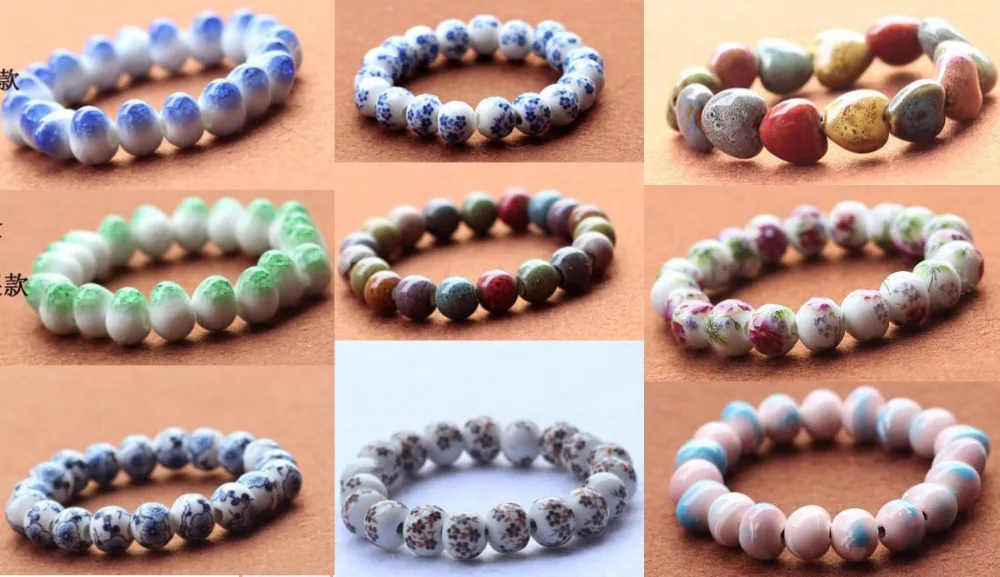 New Chinese style bracelet Jingdezhen Ceramic jewelry colorful beaded