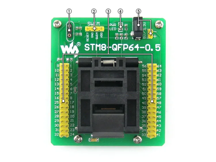 STM8 QFP64 STM8 программируемый адаптер IC тестовая розетка для LQFP64 посылка 0,5 мм Шаг с портом плавания