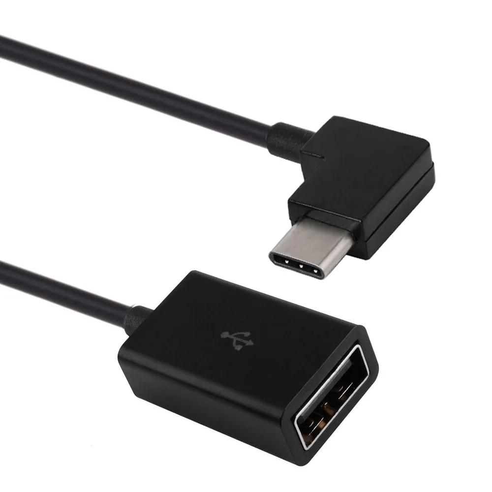 

CABLECC Right Angled 90 Degree USB-C Type-C to USB 2.0 Female OTG Cable for Cell Phone Tablet & Laptop Black