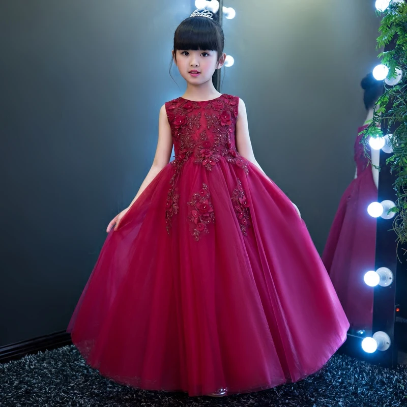 Us 5513 22 Offgirls Party Dress Kids 2019 Flower Lace Children Girls Elegant Ceremonies Wedding Birthday Dresses Teenager Prom Gowns Size 3 15 In