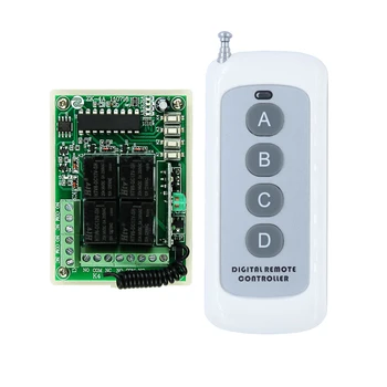 

Receiver Transmitter DC 12V 10A 4 Channel RF Wireless Relay Remote Control Lighting Switch System