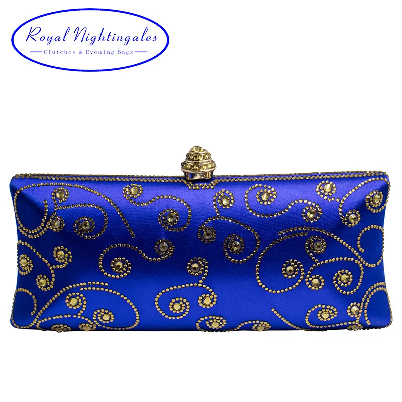 Crystal Evening Bags For Womens Clutches Purse Chain Wallet Handbags Elegant Party Blue