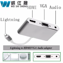 2017 neueste Blitz iOS 10 Zu HDMI VGA Audio Headpone Adapter Spielen Musik mit Ladekabel Adapter für 5 s/6/6 s/7 ipad