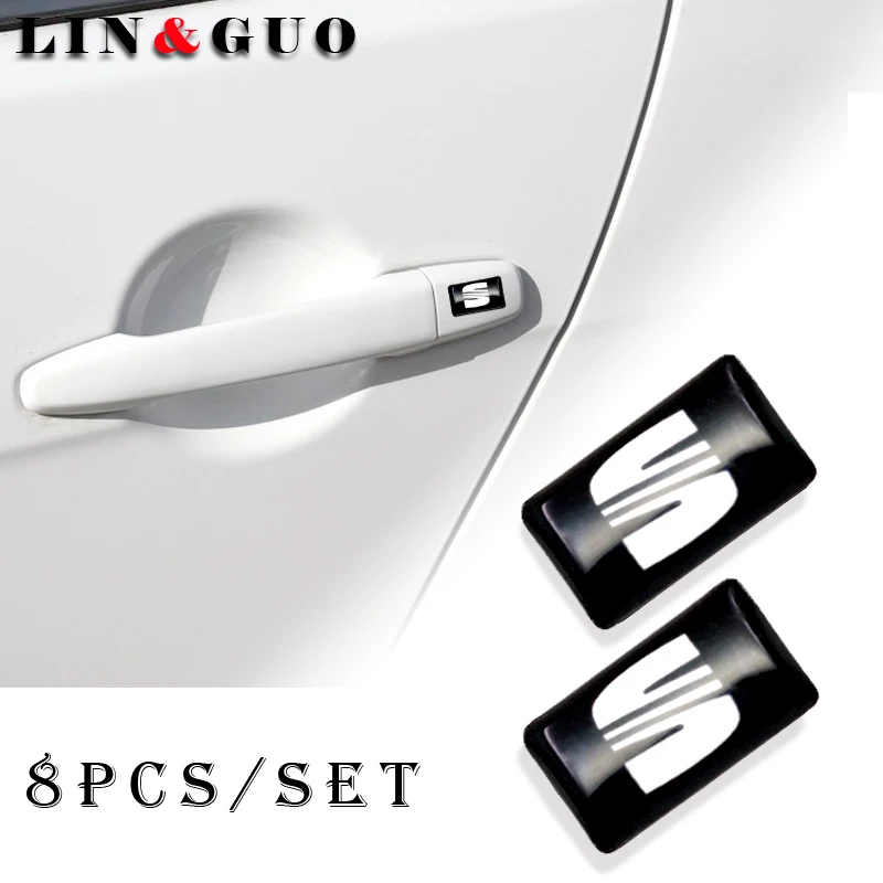 

8pcs Car styling Steering wheel 3D small Emblem Sticker Wheel Decal Fit for Seat Leon Ibiza cupra Altea Belt Racing Car Sticker