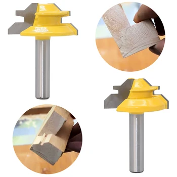

8mm Shank Woodworking Tenon Milling Cutter Tool Drilling Milling 45 Degree Lock Miter Router Bit For Wood Carbide Alloy
