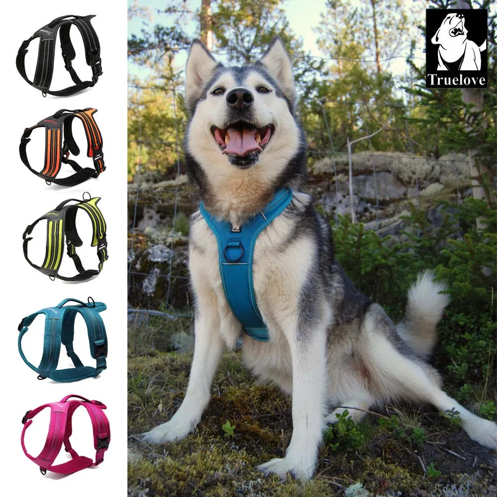 Kopen Truelove Sport Nylon Reflecterende Geen Pull Hond Harnas Outdoor Avontuur Pet Vest met Handvat xs tot xl 5 kleuren in voorraad fabriek