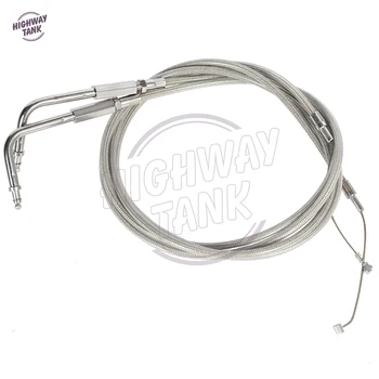 

2 Pcs 48" 120cm Motorcycle Braided Throttle Cable Wire Moto Speed Line case for Harley Dyna Electra Glide FXST 883 1200 XL FXR