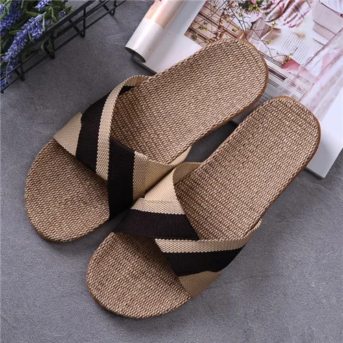 Suihyung Summer Flax Slippers Women Men Casual Linen Slides Multi-Style Non-Slip EVA Home Flip Flops Indoor Shoes Female Sandals 