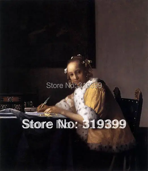 

Oil Painting Reproduction on linen canvas,A lady writing a letter by johannes vermeer,Free DHL Shipping,100% handmade,Museum