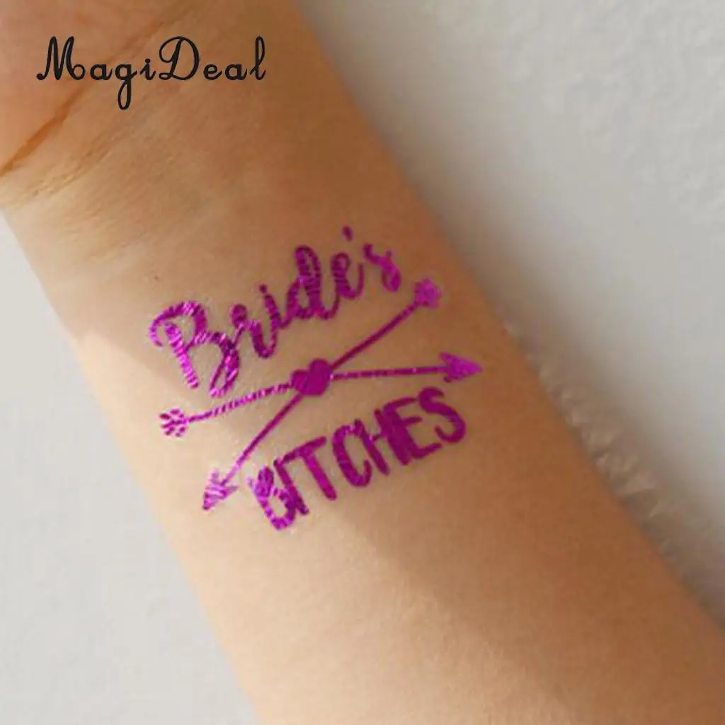 MagiDeal 10Pcs/Lot Purple Team Bride Tribe Temporary Tattoos Wedding Sticker Hens Night Party Decoration Hands Sticker