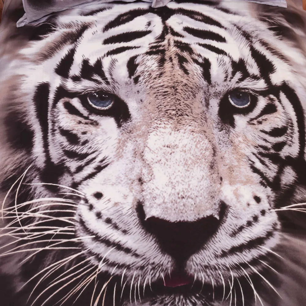 WAZIR edredon 3D الطباعة الأبيض النمر طقم سرير المنسوجات المنزلية غطاء لحاف المخدة غطاء سرير غرفة نوم المنسوجات المنزلية أغطية