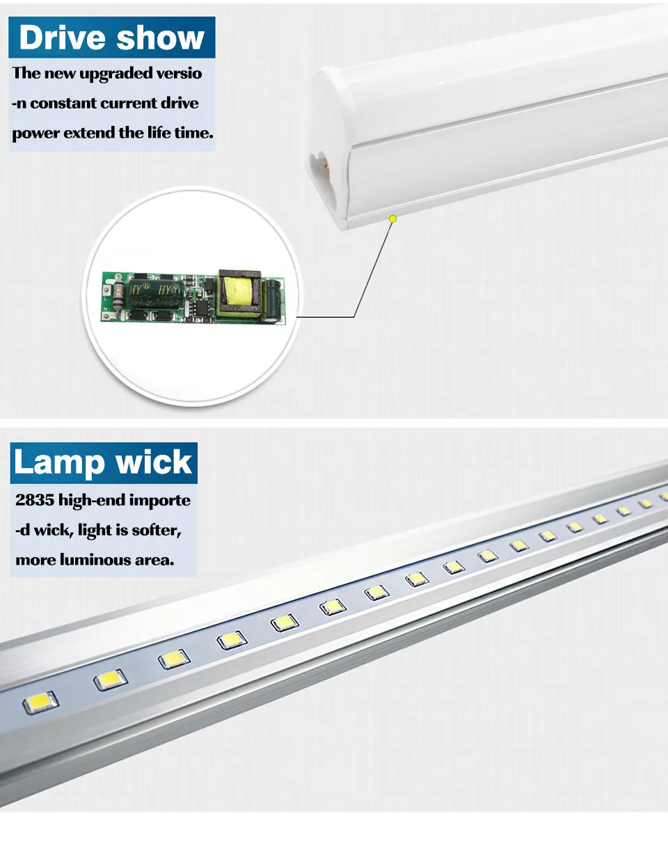 2 шт. светодиодный Light Tube T5 AC110-240v светодиодный трубки 8 W 2ft SMD2835 600 мм 576 мм лампы Холодный/теплый белый Светодиодный точечный светильник трубки