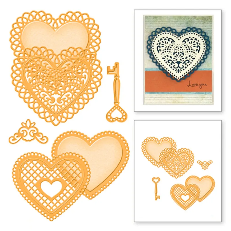 

GJCrafts Love Dies Metal Cutting Dies Scrapbooking for Card Making DIY Embossing Cuts Heart Key Pattern New Christmas Craft Die